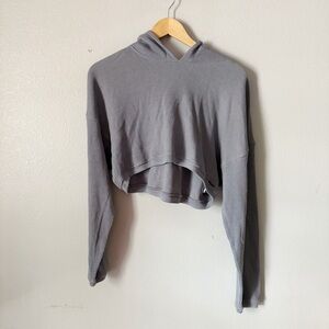 TNA Waffle Knit Cropped Hoodie - Blue